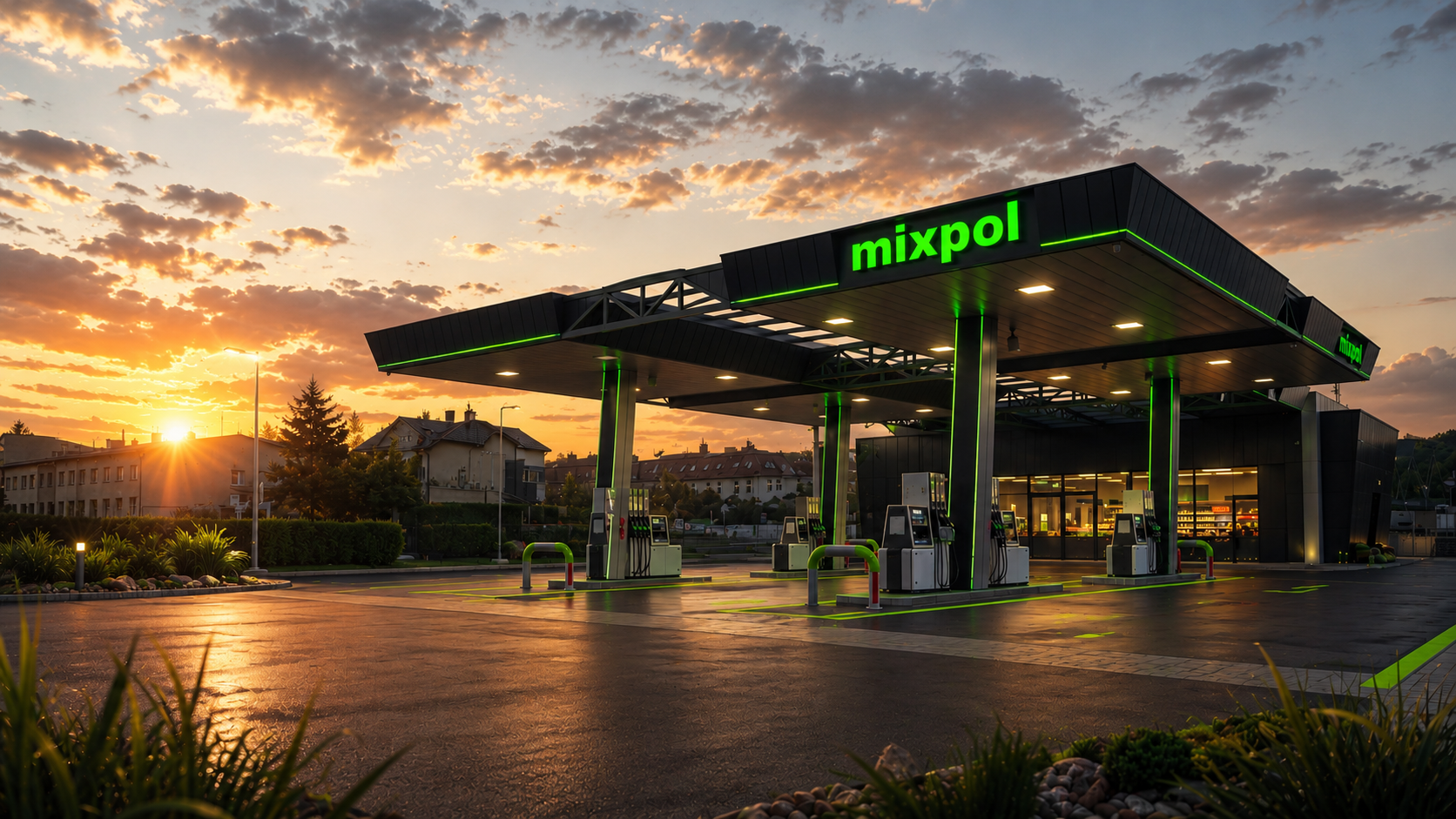 Stacja MIXPOL o zachodzie słońca